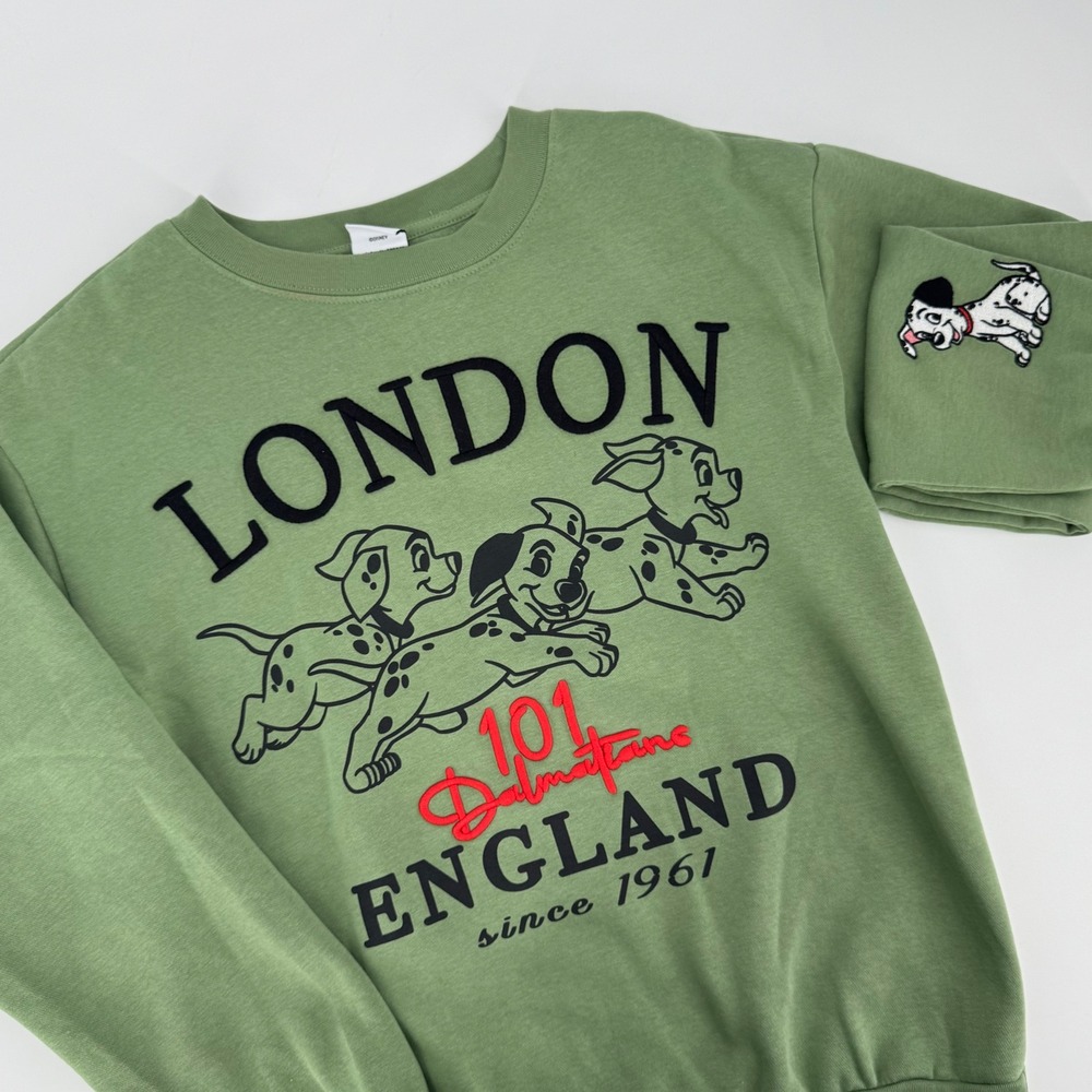 Disney 101 Dalmatians London England Green Sweatshirt Medium WQSJ060-3L59